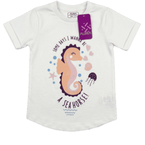 Girls T-shirt Printed Sea Horse Tee